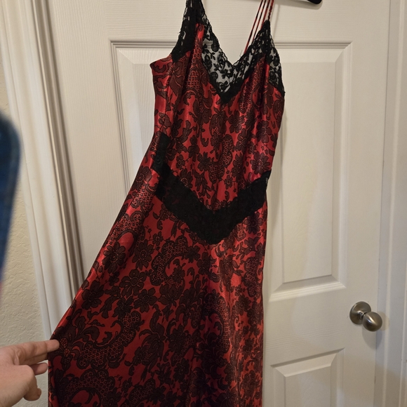 Victoria's Secret Red and Black Lace Slip Dress - Picture 3 of 12